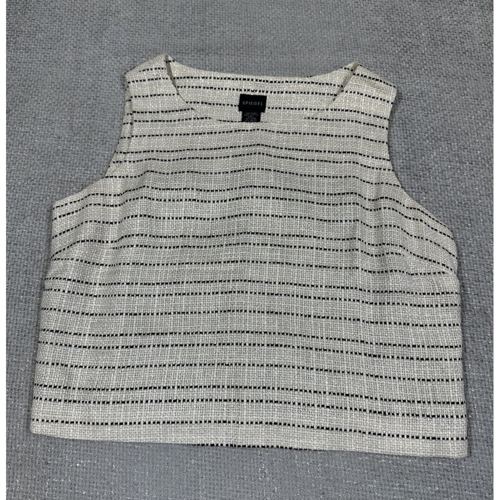 Vintage Spiegel Top Womens 12 Beige Metallic‎ Linen Blend Sleeveless Classic